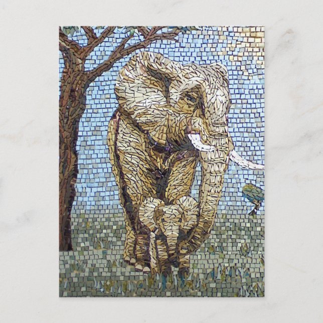 Carte Postale éléphant en mosaïque (Devant)
