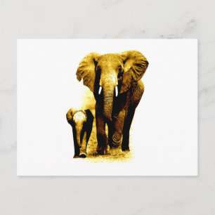 Carte Postale Eléphant et bébé Eléphant