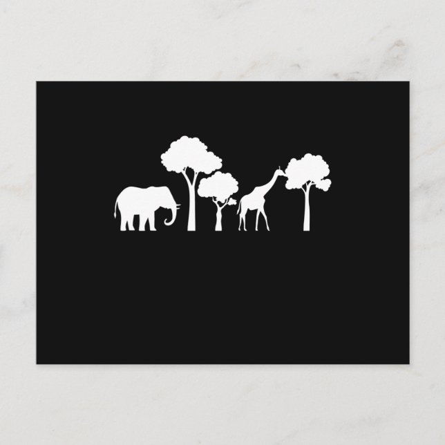 Carte Postale Elephant Giraffe Afrique Zoo Safari Elephant Cadea (Devant)
