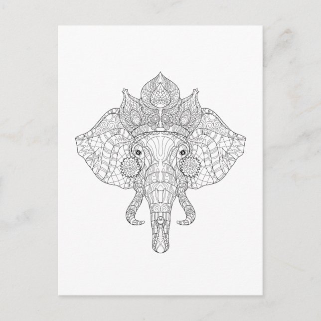Carte Postale Elephant Head Zendoodle (Devant)