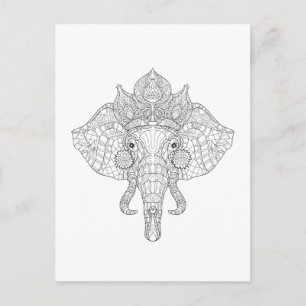 Carte Postale Elephant Head Zendoodle