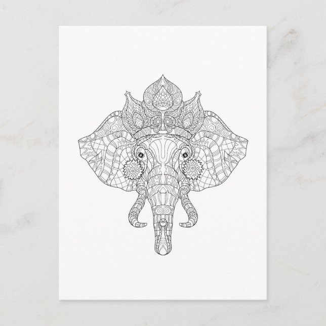 Carte Postale Elephant Head Zendoodle (Devant)