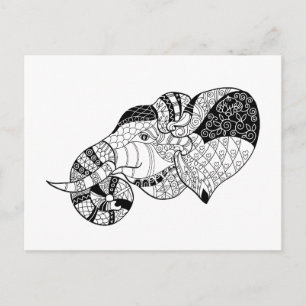 Carte Postale Eléphant Head Zenstyle Doodle