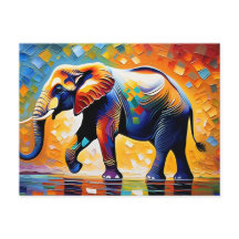 Eléphant majestueux dans des teintes vibrantes