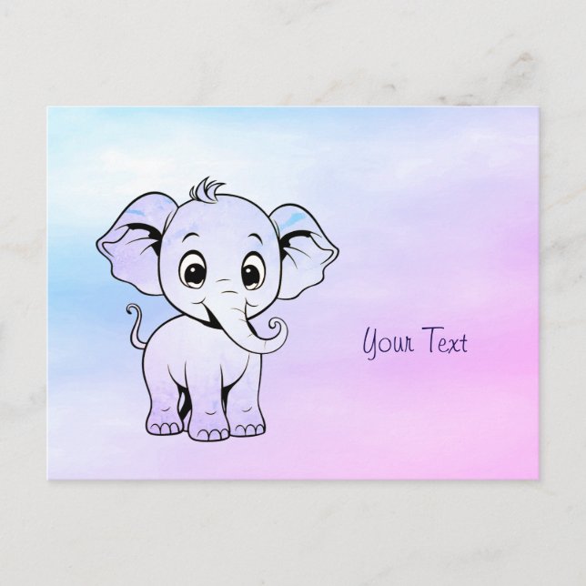 Carte postale éléphant mignon (Devant)