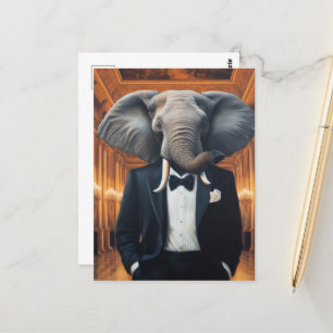 Carte Postale Eléphant mignon dans un Tux