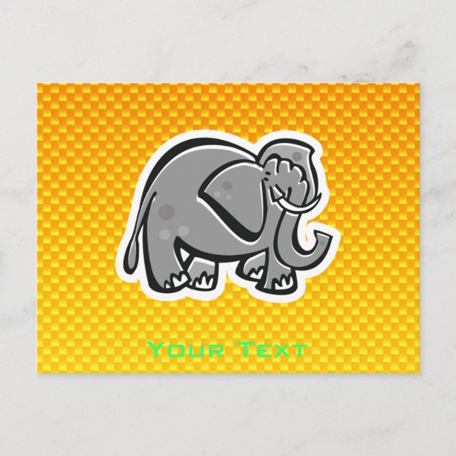 Carte Postale Eléphant mignon ; Orange jaune (Devant)