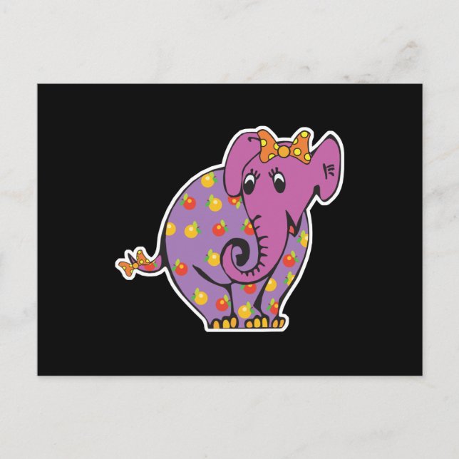 Carte Postale éléphant pourpre fruité (Devant)