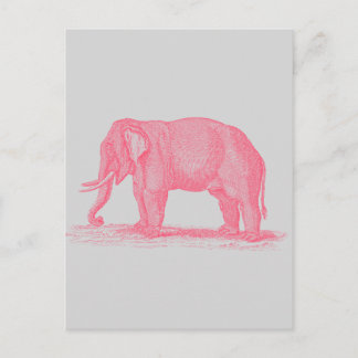 Carte Postale Eléphant rose vintage sur éléphants gris des année