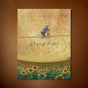 Carte Postale Elephant vélo cycle TightRope tournesols  