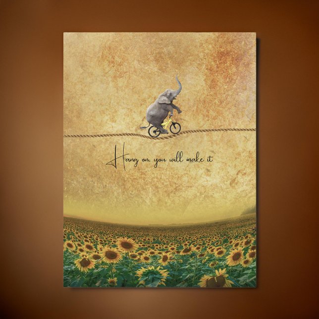 Carte Postale Elephant vélo cycle TightRope tournesols | (Créateur téléchargé)