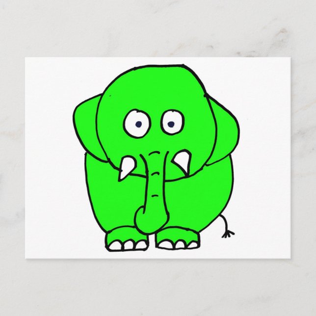 Carte Postale éléphant vert (Devant)
