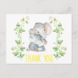 Carte Postale Elephant Zoo Animaux Baby shower Merci Note