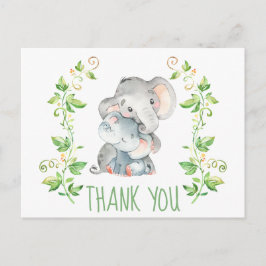 Carte Postale Elephant Zoo Animaux Baby shower Merci Note