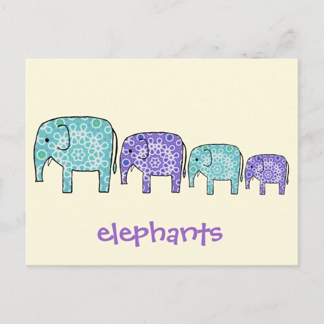Carte Postale Eléphants (Devant)