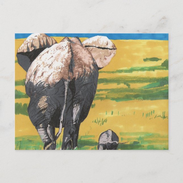 Carte Postale Éléphants (Devant)