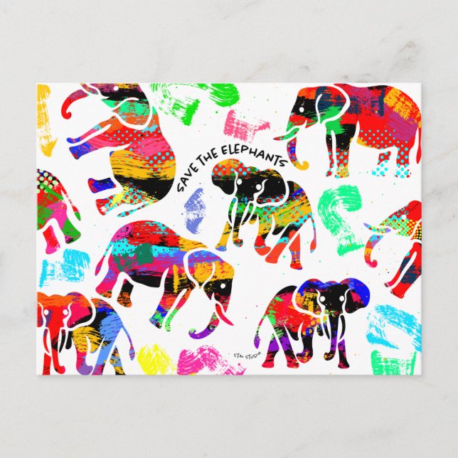 Carte postale Elephants Art (Devant)