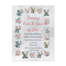 Elephants & Boho Jungle Fleurs sur Grey Anniversai