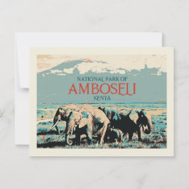 Carte Postale Eléphants dans le Parc National d'Amboseli, Kenya