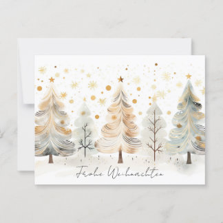 Carte Postale Éléphants de Noël dorés et verts