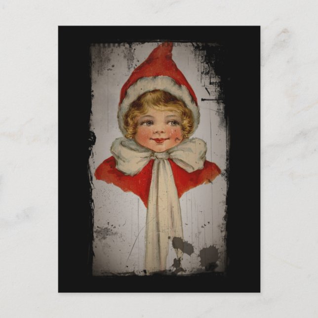 Carte Postale Elf Girl dans un Red Cape (Devant)