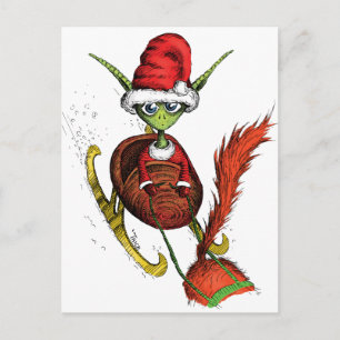 Carte Postale Elf Riding Sleigh
