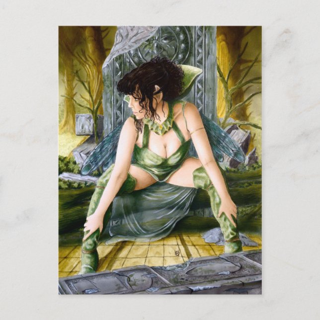 Carte Postale Elfe ailé de libellules (Devant)