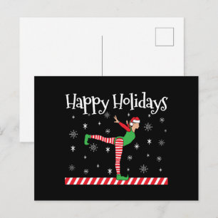 Carte Postale Elfe de Noël de gymnastique féminine