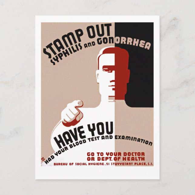Carte Postale Éliminer la syphilis et la gonorrhée (Devant)