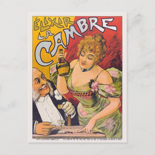 Carte Postale Élixir La Cambre Poster vintage vers 1900 (Devant)