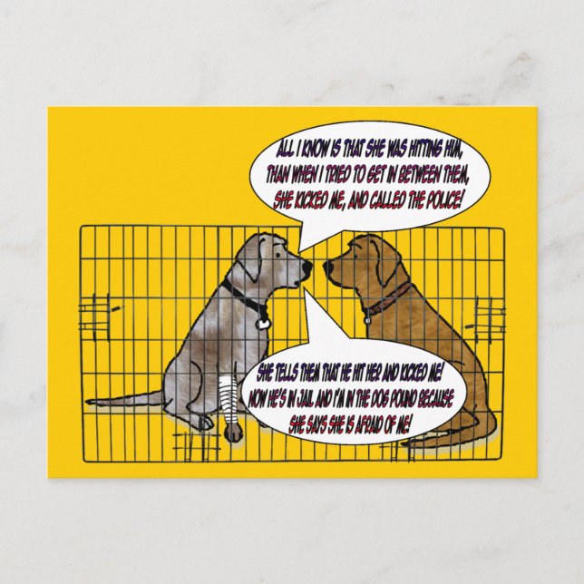 Carte Postale Elle a donné un coup de pied le chien (Devant)