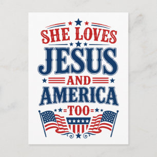Carte Postale Elle aime Jésus et l'Amérique aussi