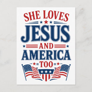 Carte Postale Elle aime Jésus et l'Amérique aussi