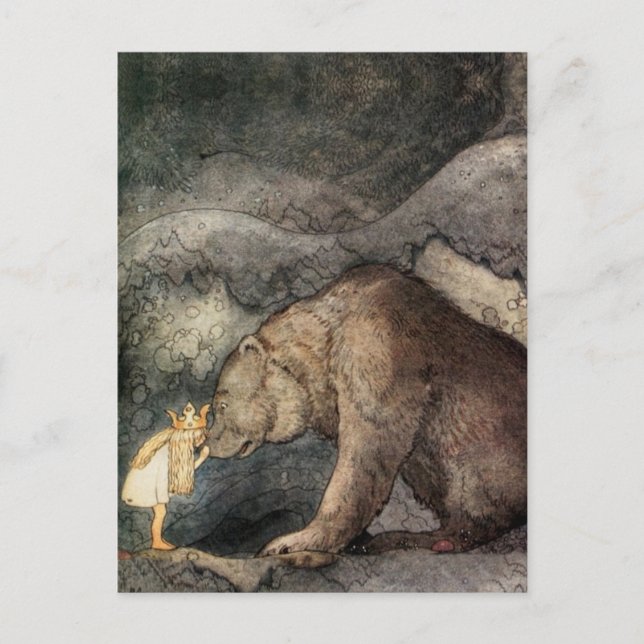 Carte Postale Elle embrassa le nez de l'ours (Devant)