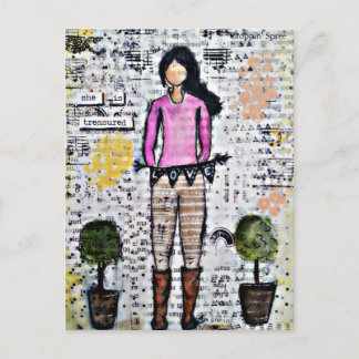 Carte Postale Elle est chère. Média mixte original