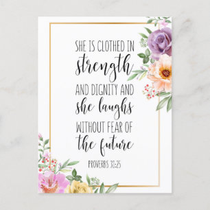 Carte Postale Elle Est Vêtue En Force, Proverbes 31:25