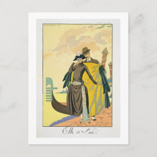 Carte Postale Elle et lui, 1921 (pochoir print)