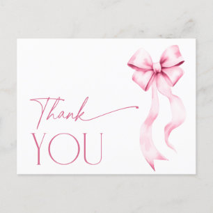 Carte Postale Elle Noue le Ruban Rose Remerciements de Mariage