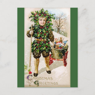Carte Postale Ellen Clapsaddle : Holly Boy avec des jouets