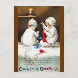 Carte Postale Ellen H. Clapsaddle : Filles cousant des bas