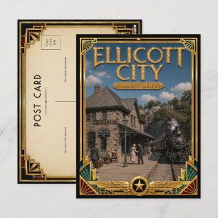 Carte Postale Ellicott City Maryland Art Déco vintage Âge d'or