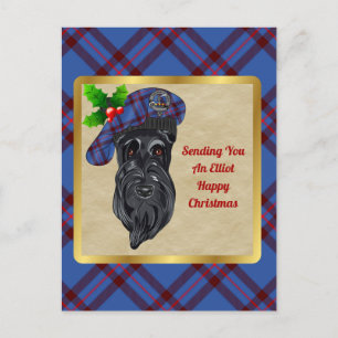 Carte postale Elliot Clan Badge & Tartan Christmas