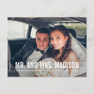 Carte Postale Elopement minimaliste moderne Mariage Faire-part