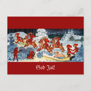 Carte Postale Elves Racing Yule Chèvres !