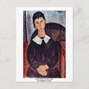 Carte Postale Elvira Avec Un Col Blanc De Modigliani Amedeo