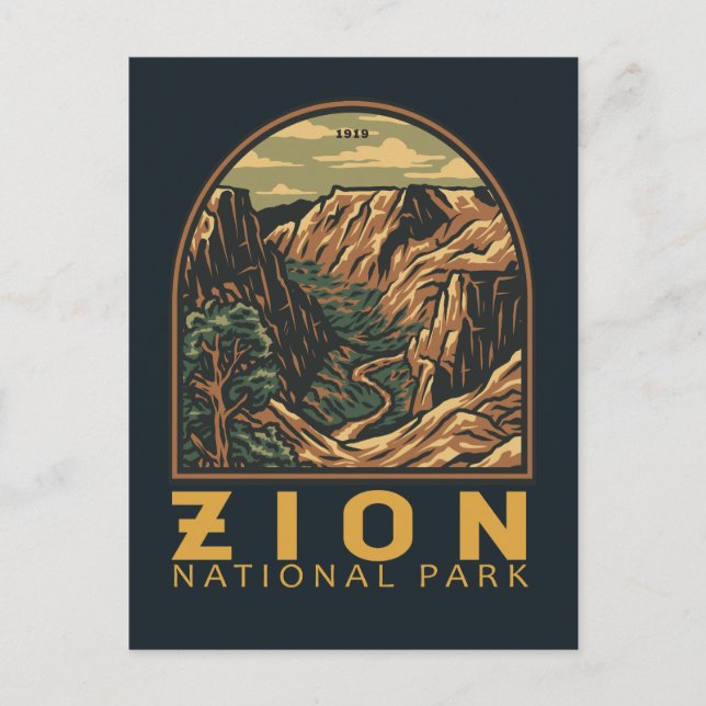 Carte Postale Emblem rétro du parc national de Zion (Devant)