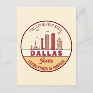 Carte Postale Emblème de la skyline de Dallas Texas