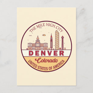 Carte Postale Emblème de la skyline de la ville de Denver Colora