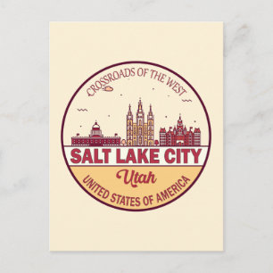Carte Postale Emblème de la skyline de Salt Lake City Utah