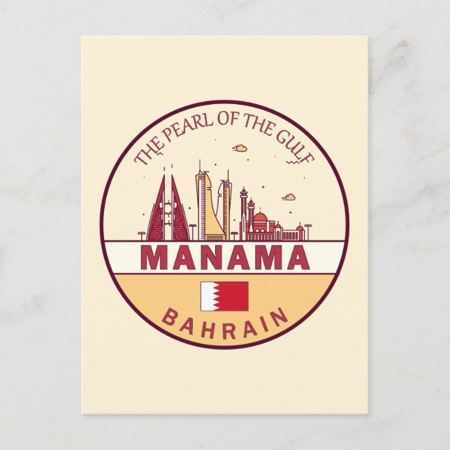 Carte Postale Emblème de la ville de Manama Bahreïn sur la skyli (Devant)